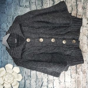 Silvia Novelli | Gypsy Boho Gray Chunky Knit Wool Blend Cardigan Sweater